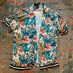 Zara relax fit tropical button up.